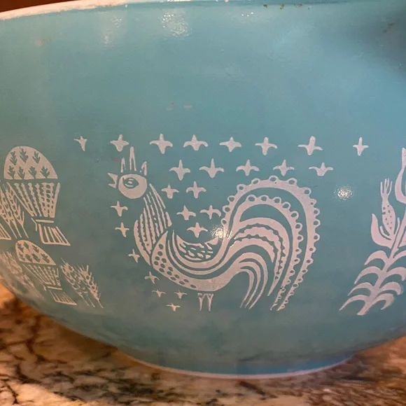 Vintage PYREX #444 4 qt Amish Butterprint Princess Turquoise Mixing Bowl